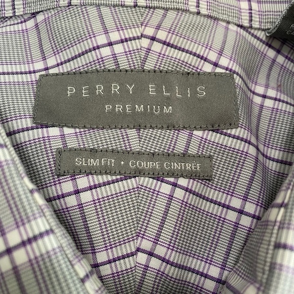 Men's Perry Ellis Premium slim fit men's button down business casual dress shirt - Picture 5 of 7